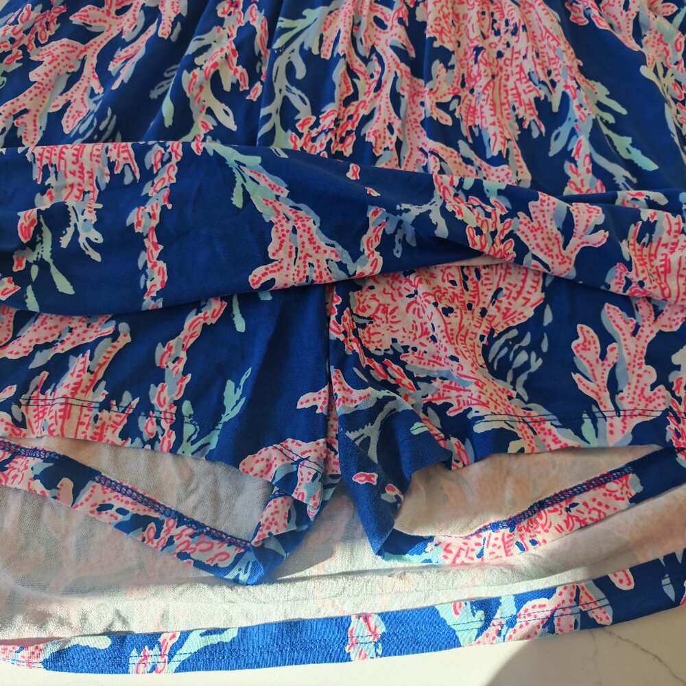 Lilly Pulitzer Coral Reef Print Skort Romper Dress Blue Pink Size S Built-In Sho - Picture 7 of 11